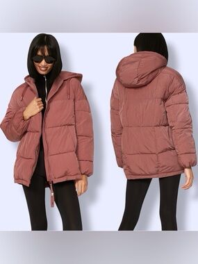 OOF WEAR Quilted Hooded Oversized Puffer Jacket dusty rose  EU 38 / US 8